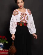 Traditional Brau dama Mioara cu flori brodate