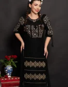 Traditional Ie a neagra Nadia cu simbolul crucii brodat