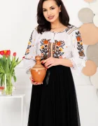 Traditional Ie alba a brodata Marta din bumbac