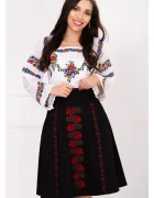Traditional Ie cu broderie florala multicolora Daciana