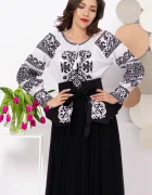 Traditional Ie dama a Stela din bumbac cu broderie neagra