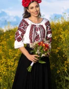 Traditional Ie dama Aglaia din bumbac cu simbolul rombului