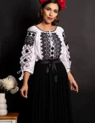Traditional Ie dama din bumbac Constance cu broderie a si simbolul stelei