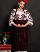 Traditional Ie dama din bumbac Niculina cu broderie a