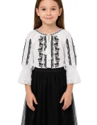 Traditional Ie fetita alba din bumbac Claudita cu broderie a