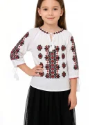 Traditional Ie fetita alba Isaia din bumbac cu broderie a