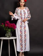 Traditional Rochie a alba din vascoza Fernanda cu broderie florala