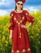 Traditional Rochie a bordo Alessia din bumbac cu broderie florala