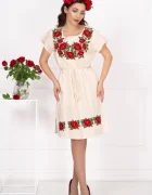 Traditional Rochie a din in cu bujori brodati