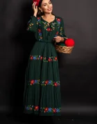 Traditional Rochie a Sânziana Verde cu broderie florala