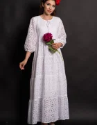 Traditional Rochie de vara alba Annabel din broderie englezeasca