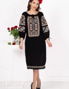 Traditional Rochie neagra a Iarina cu broderie cu simbolul crucii