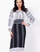 Traditional Set catrinta si brau cu broderie argintie