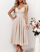A&M Rochie baby doll midi din bumbac bej in clos retro TifaniW3