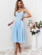 A&M Rochie eleganta baby doll midi bumbac baby blue in clos retro TifaniW3