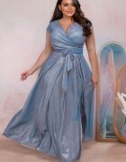 A&M Rochie eleganta in marimi mari lunga bleu cu glitter si reflexii roz AmandaW