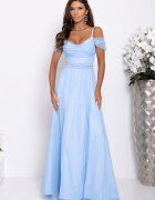 A&M Rochie eleganta lunga din tulle baby blue cu umerii goi vaporoasa KiaraW