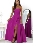 A&M Rochie eleganta lunga roz magenta cu bust tip corset si umeri goi RossanaW