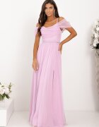 A&M Rochie eleganta lunga tulle lila cu umerii goi vaporoasa KiaraW
