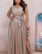 A&M Rochie lunga aurie din bumbac cu glitter AmandaW
