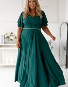 A&M Rochie lunga XXL verde empire cu maneca clopot petrecuta Elite