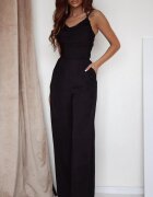 A&M Salopeta neagra eleganta de dama evazata cu spatele gol Lajla