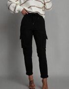 ADROM Pantaloni dama casual negri cu buzunare laterale Ereny