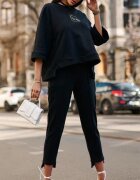 ADROM Trening casual bumbac negru asimetric Julienna