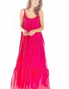 AWAMA Rochie de vara lunga roz ciclam vaporoasa oversize Francina
