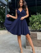 Bicotone Rochie baby doll scurta din vascoza bleumarin Katalina