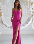 Bicotone Rochie de ocazie lunga fucsia cu corset si umerii goi Heart
