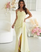 Bicotone Rochie eleganta lunga galbena cu glitter mulata cu umeri goi Luxurious