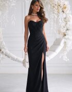 Bicotone Rochie neagra lunga cu umeri goi si bust tip corset Heart