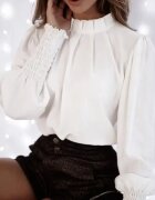  Bluza dama eleganta din voal alba cu maneca lunga Fabia