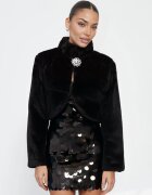  Bolero dama negru din blana eco Amelya