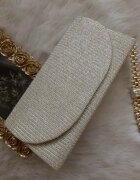  Geanta plic glitter auriu cu striatii Brilliance