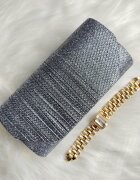  Geanta plic gri cu glitter Deema