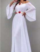 JojoFashion Rochie cununie civila alba lunga din voal AngelD