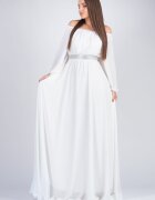 JojoFashion Rochie cununie civila din voal alba lunga in marimi mari Cinderella