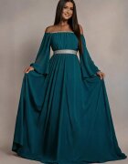 JojoFashion Rochie de ocazie lunga din voal turcoaz Cinderella