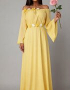 JojoFashion Rochie de ocazie lunga galbena din voal vaporoasa AngelD