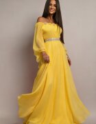 JojoFashion Rochie de ocazie lunga galbena din voal vaporoasa FairyTale