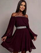 JojoFashion Rochie de ocazie midi vaporoasa din voal mov Alexia