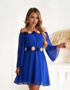 JojoFashion Rochie de ocazie scurta albastra din voal vaporoasa Raisa