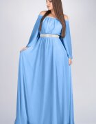 JojoFashion Rochie lunga din voal baby blue vaporoasa Cinderella