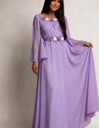 JojoFashion Rochie lunga din voal vaporoasa lila lavanda AngelD