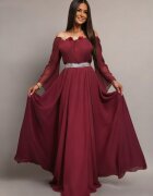 JojoFashion Rochie lunga ocazie din voal burgundy FairyTale