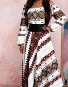 JojoFashion Rochie multicolora lunga cu motive traditionale Lorelei