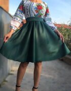 JojoFashion Rochie traditionala cu tafta verde Lya