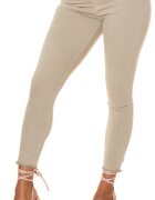Koucla Blugi dama cu push up skinny cappuccino din bumbac cu talia inalta Rayya